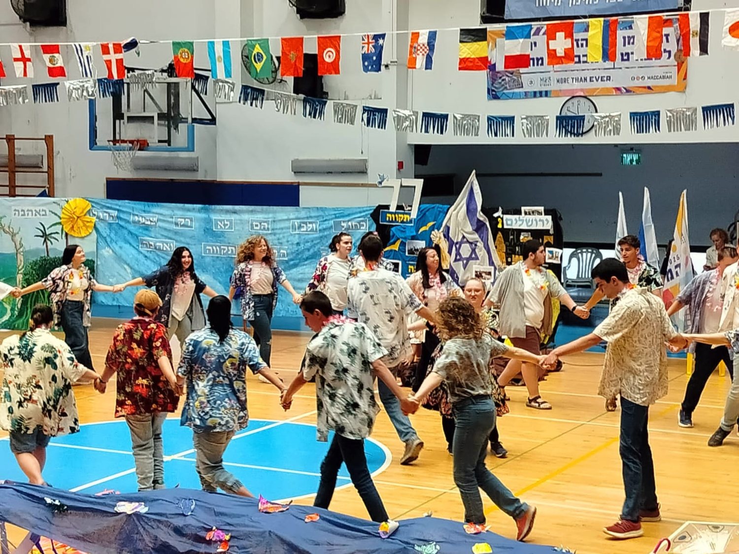 A dance circle of teenagers